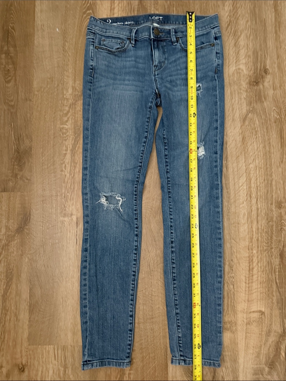 LOFT Modern Skinny Distressed Jeans in Medium Blue Wash - Picture 10 of 10